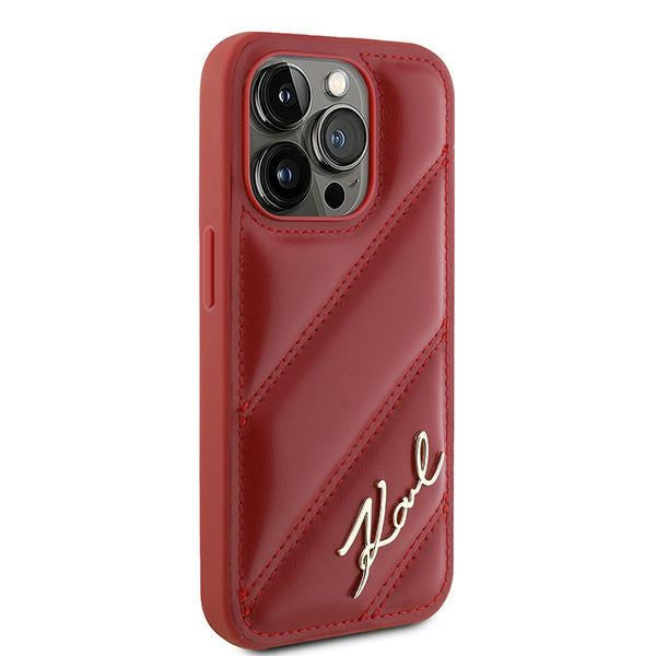 Futrola za Apple iPhone 15 Pro Max, Karl Lagerfeld, Diagonal Quilted Script, Crvena