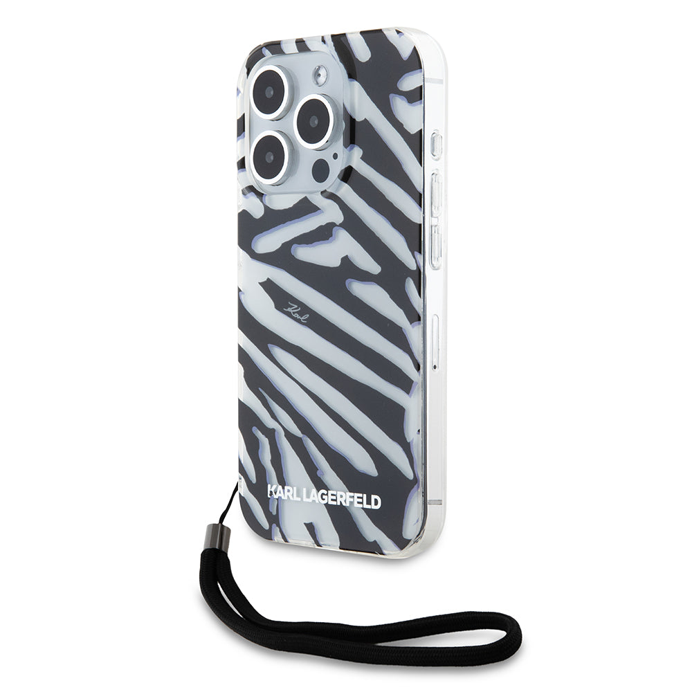 Futrola za Apple iPhone 15 Pro Max, Karl Lagerfeld, IML Luxury Zebra Pattern with Strap, Crna