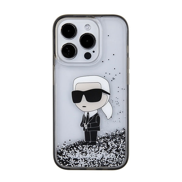 Futrola za Apple iPhone 15 Pro Max, Karl Lagerfeld, Liquid Glitter Ikonik Karl, Prozirna