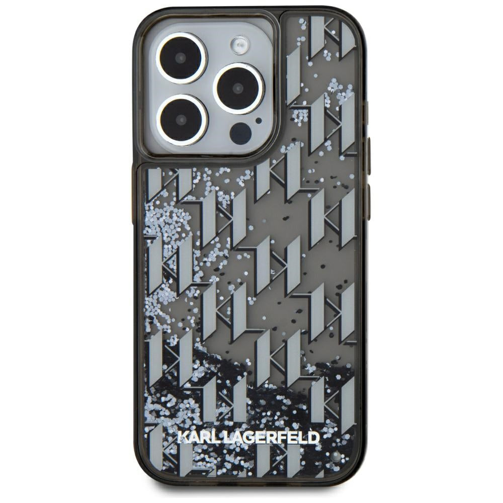 Futrola za Apple iPhone 15 Pro Max, Karl Lagerfeld, Liquid Glitter Monogram, Crna
