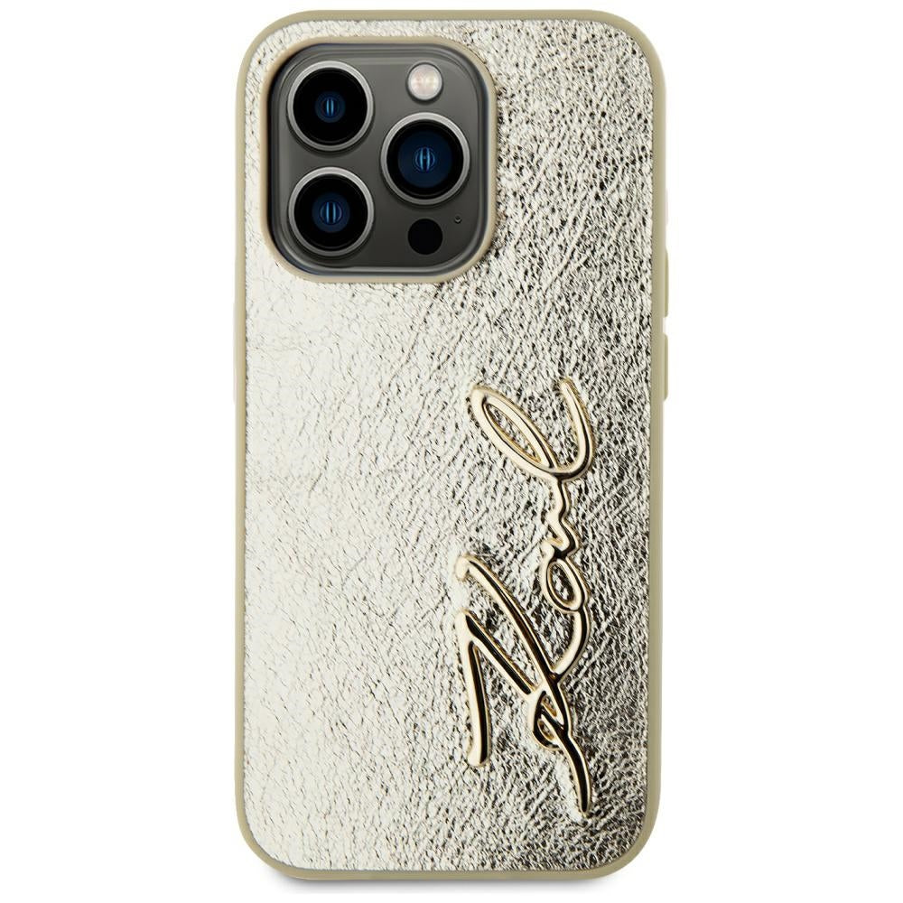Futrola za Apple iPhone 15 Pro Max, Karl Lagerfeld, Metal Signature, Zlatna