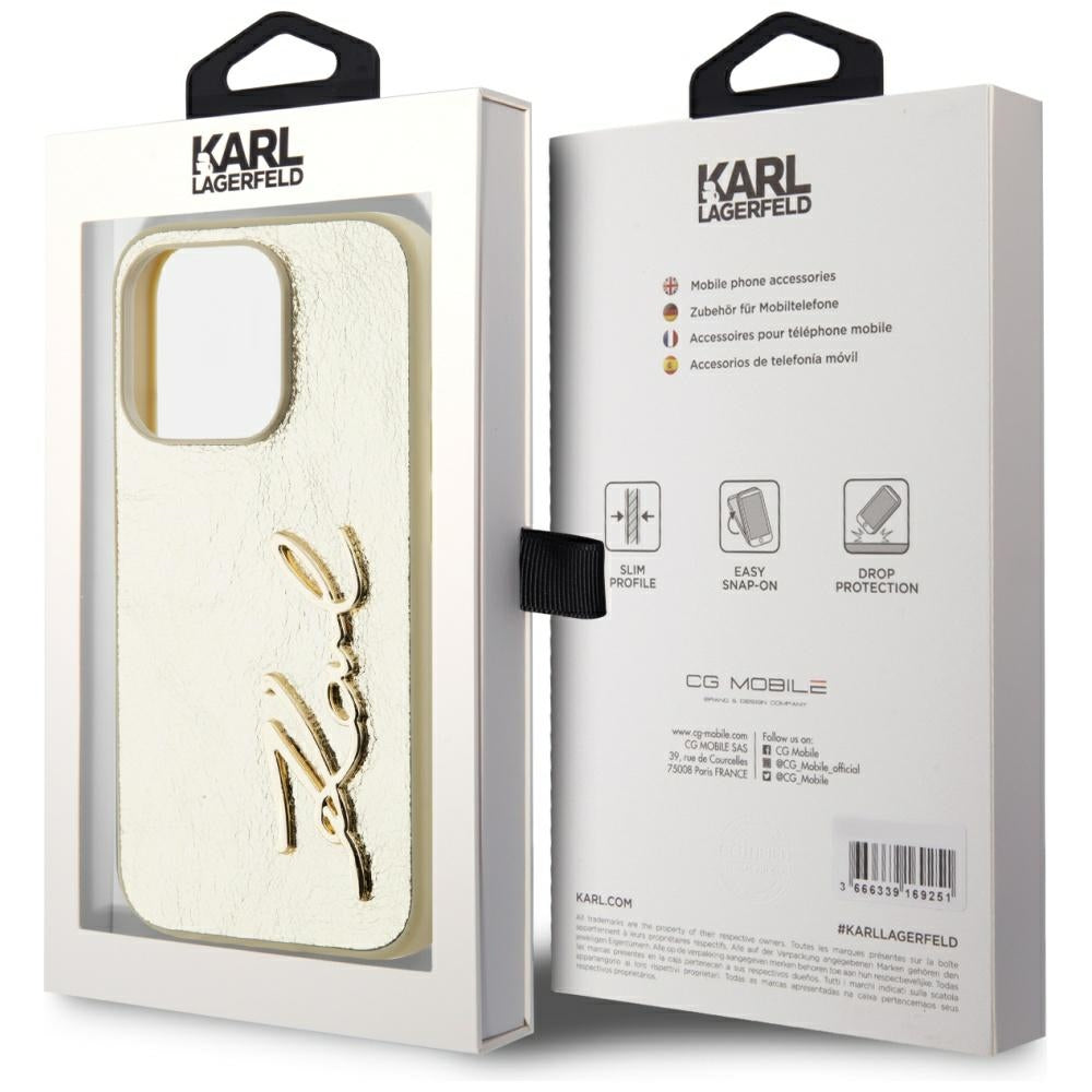 Futrola za Apple iPhone 15 Pro Max, Karl Lagerfeld, Metal Signature, Zlatna