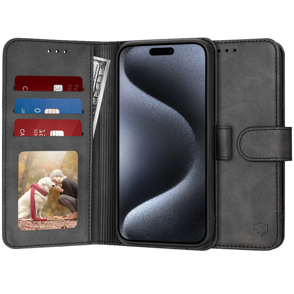 Maska za Apple iPhone 15 Pro, Techsuit, Diary Book, Crna