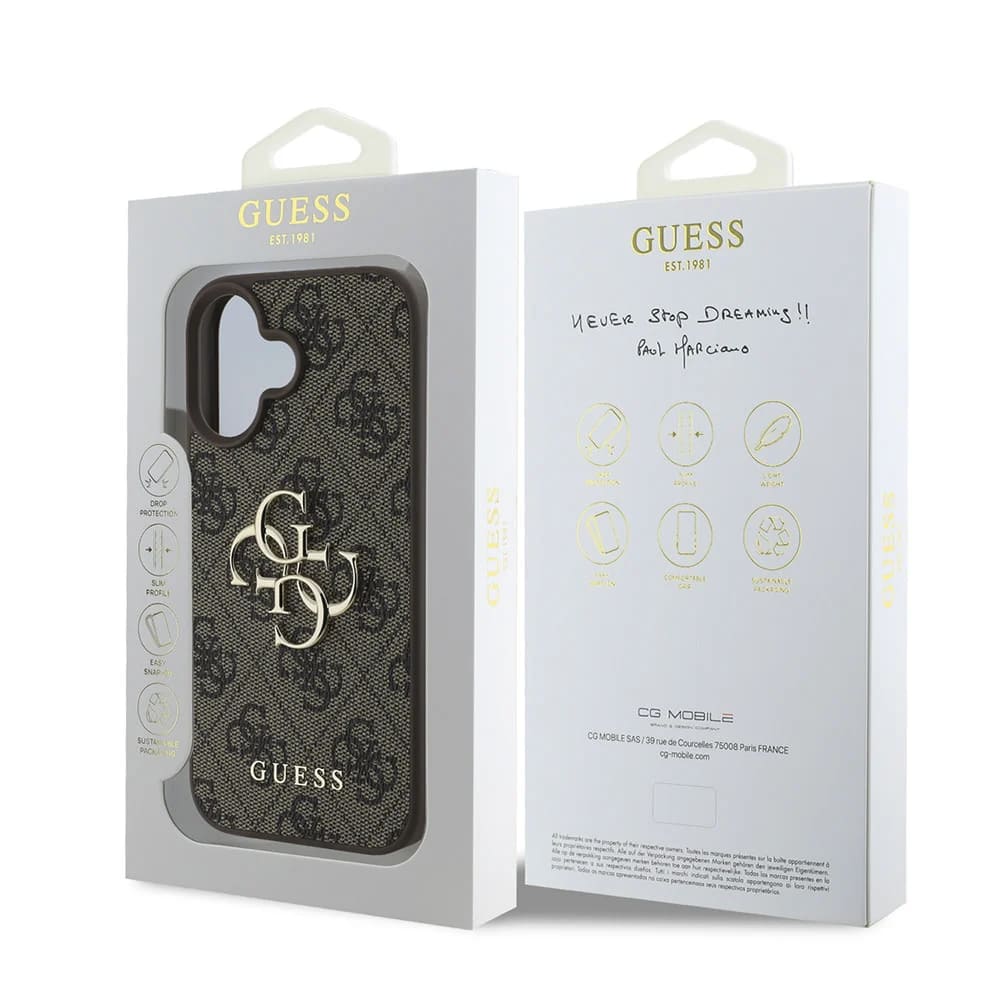 Futrola za Apple iPhone 16, Guess, 4G Big Logo, Smeđa