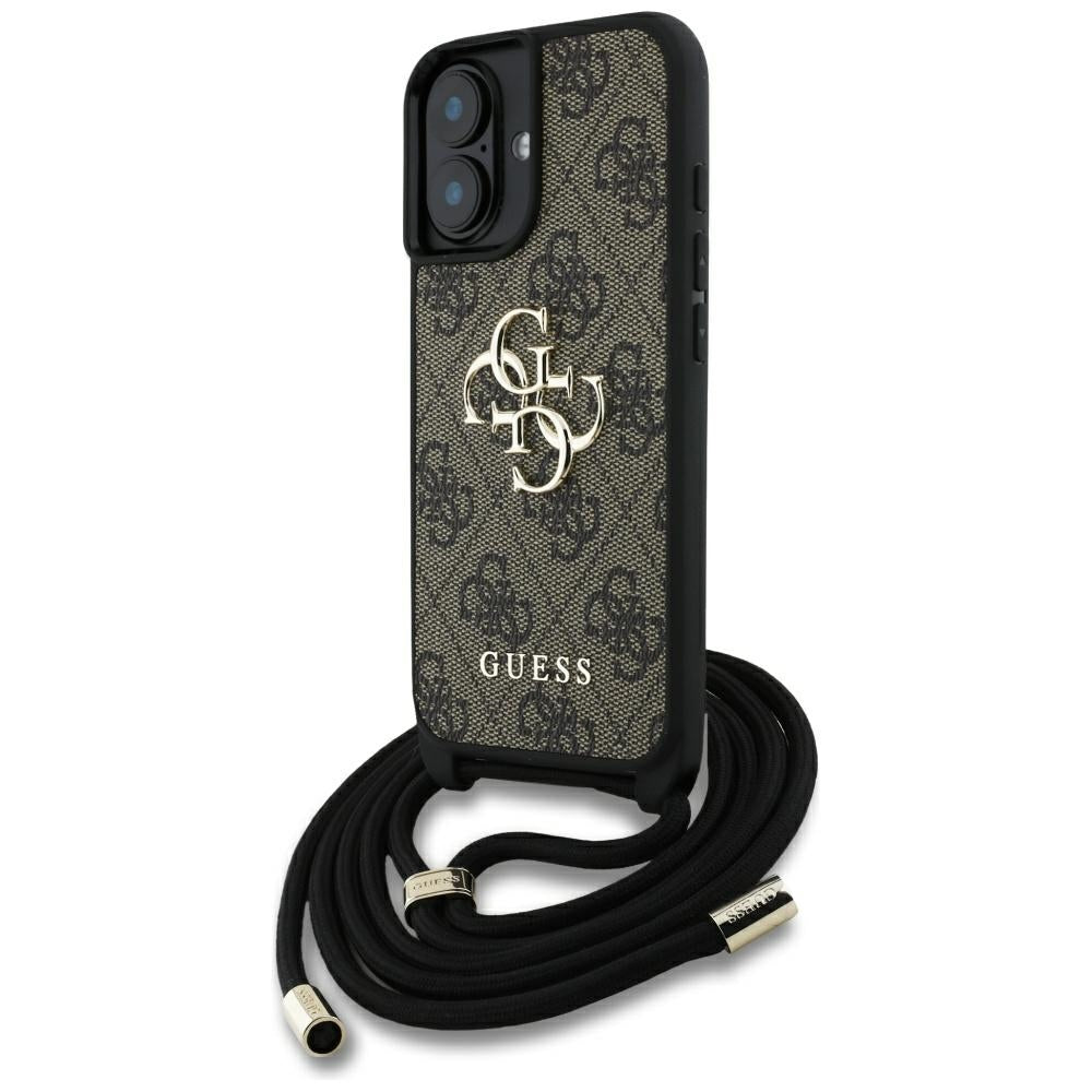 Futrola za Apple iPhone 16, Guess, 4G CBDY Big Logo with Cord Strap, Smeđa