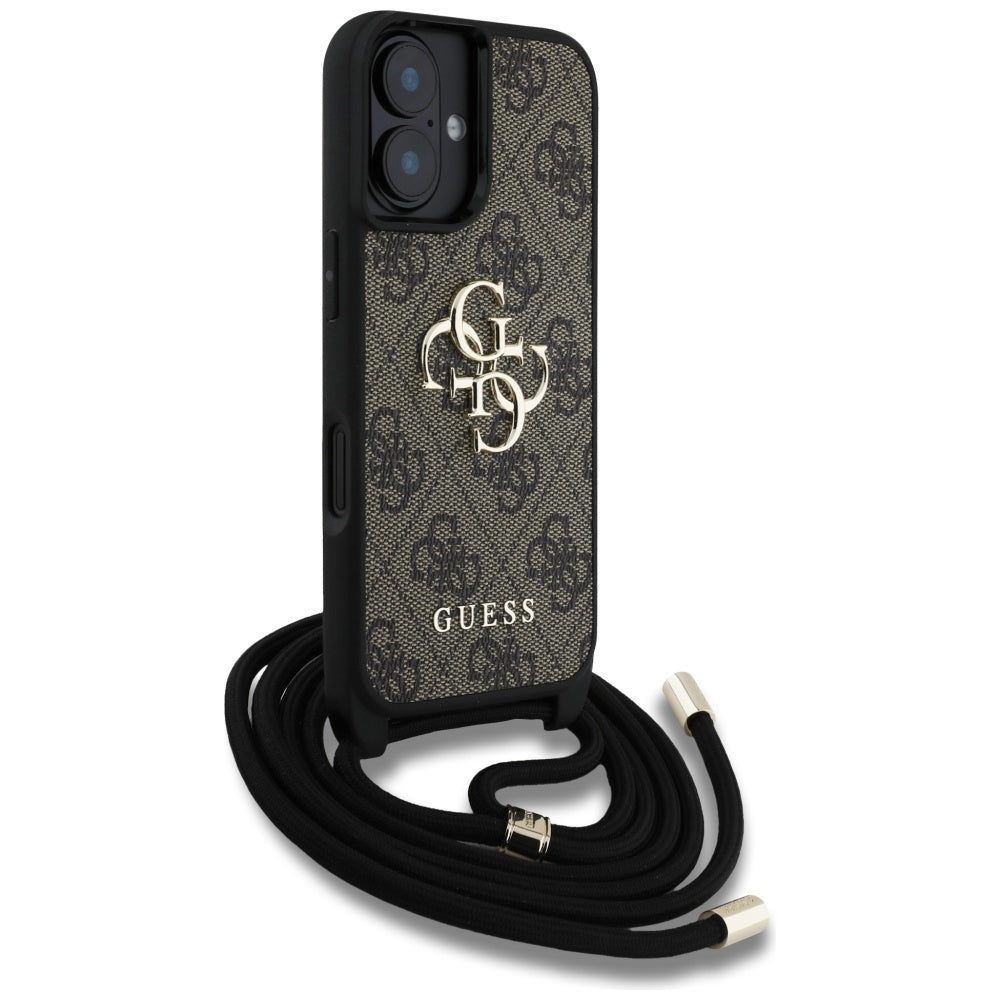 Futrola za Apple iPhone 16, Guess, 4G CBDY Big Logo with Cord Strap, Smeđa