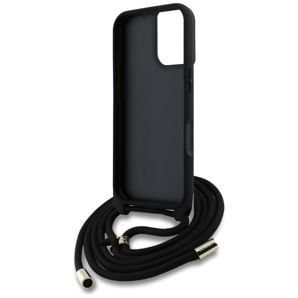 Futrola za Apple iPhone 16, Guess, 4G CBDY Big Logo with Cord Strap, Smeđa