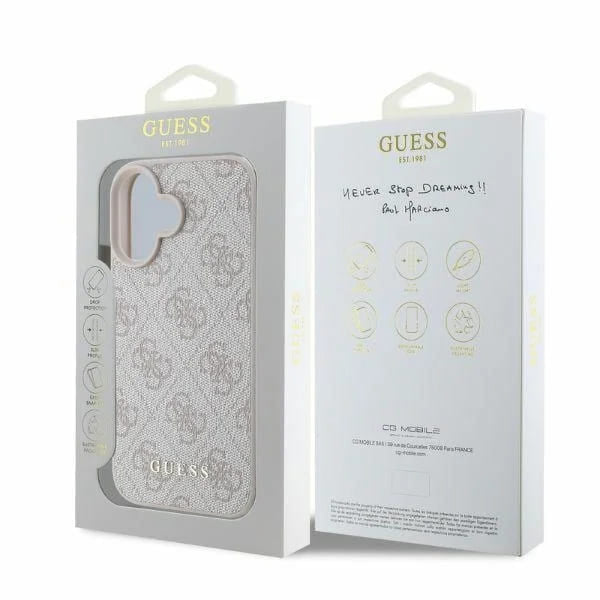 Futrola za Apple iPhone 16, Guess, 4G Classic, Roza