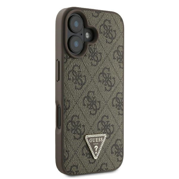 Futrola za Apple iPhone 16, Guess, 4G Triangle Strass, Smeđa