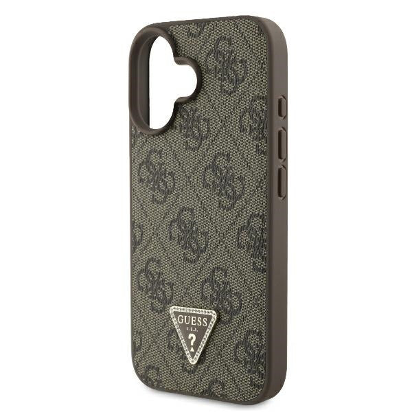 Futrola za Apple iPhone 16, Guess, 4G Triangle Strass, Smeđa