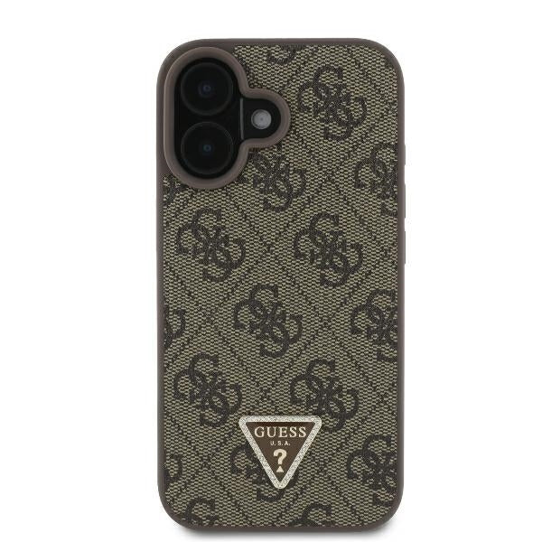 Futrola za Apple iPhone 16, Guess, Crossbody 4G Triangle Strass, Smeđa