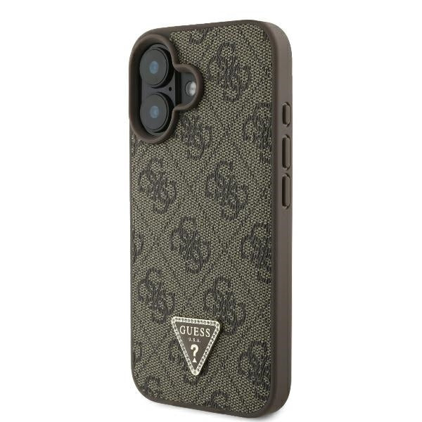 Futrola za Apple iPhone 16, Guess, Crossbody 4G Triangle Strass, Smeđa