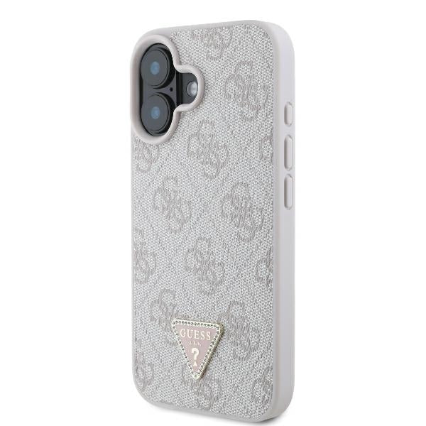 Futrola za Apple iPhone 16, Guess, Crossbody 4G Triangle Strass, Roza