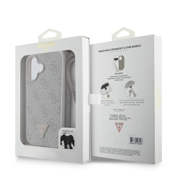 Futrola za Apple iPhone 16, Guess, Crossbody 4G Triangle Strass, Roza