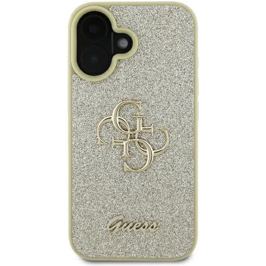 Futrola za Apple iPhone 16, Guess, Fixed Glitter Big 4G, Zlatna