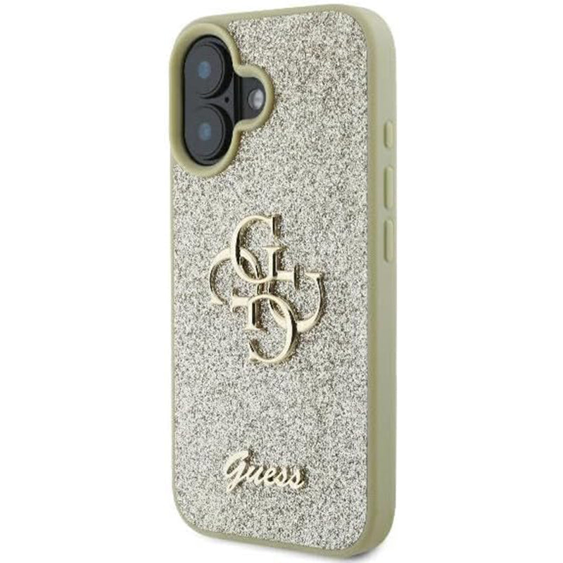 Futrola za Apple iPhone 16, Guess, Fixed Glitter Big 4G, Zlatna