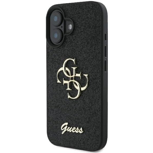Futrola za Apple iPhone 16, Guess, Fixed Glitter Big 4G, Crna