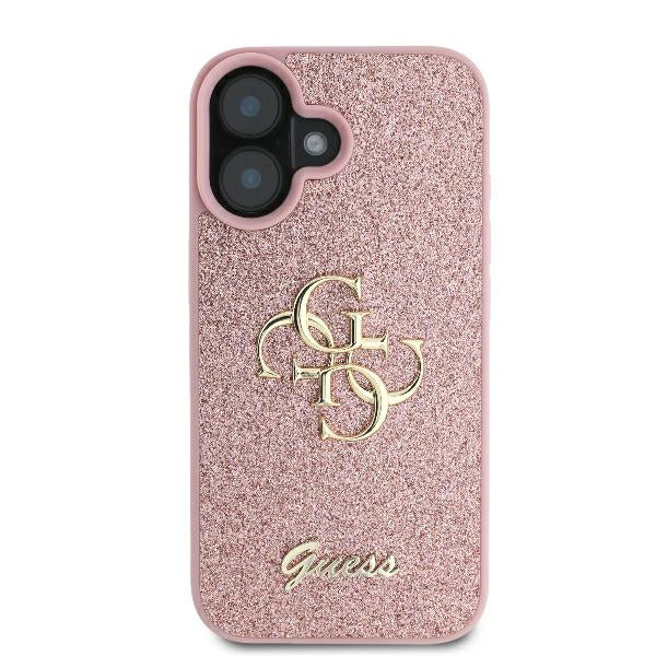Futrola za Apple iPhone 16, Guess, Fixed Glitter Big 4G, Roza