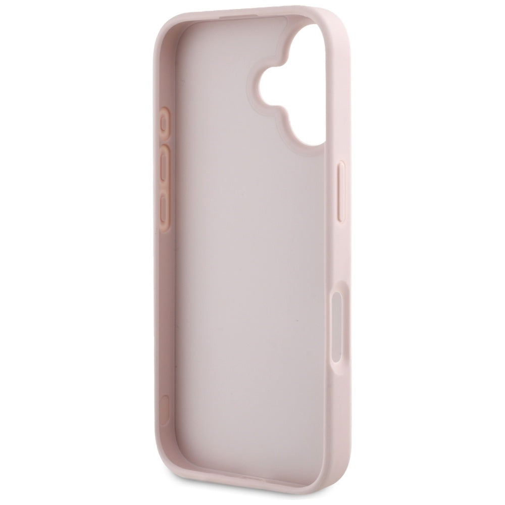 Futrola za Apple iPhone 16, Guess, Hot Stamp 4G Pattern Triangle Logo, Roza