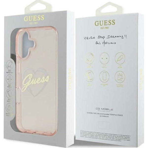 Futrola za Apple iPhone 16, Guess, IML Heart, Roza