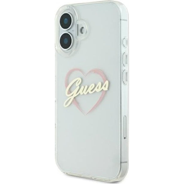 Futrola za Apple iPhone 16, Guess, IML Heart, Prozirna