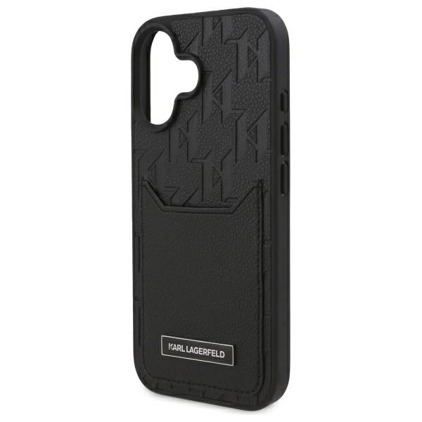 Futrola za Apple iPhone 16, Karl Lagerfeld, Cardslots Monogram, Crna