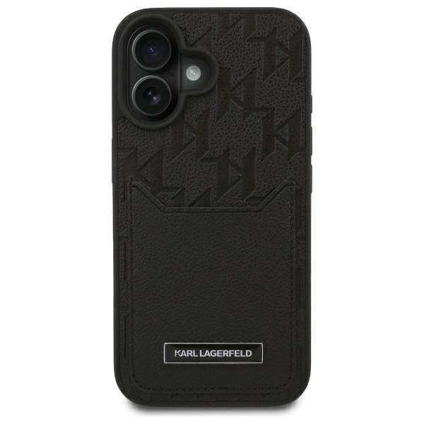 Futrola za Apple iPhone 16, Karl Lagerfeld, Cardslots Monogram, Crna