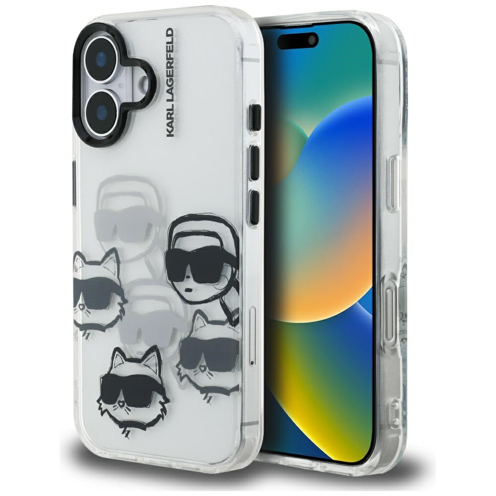 Futrola za Apple iPhone 16, Karl Lagerfeld, IML Luxury Multi Head Pattern, Prozirna