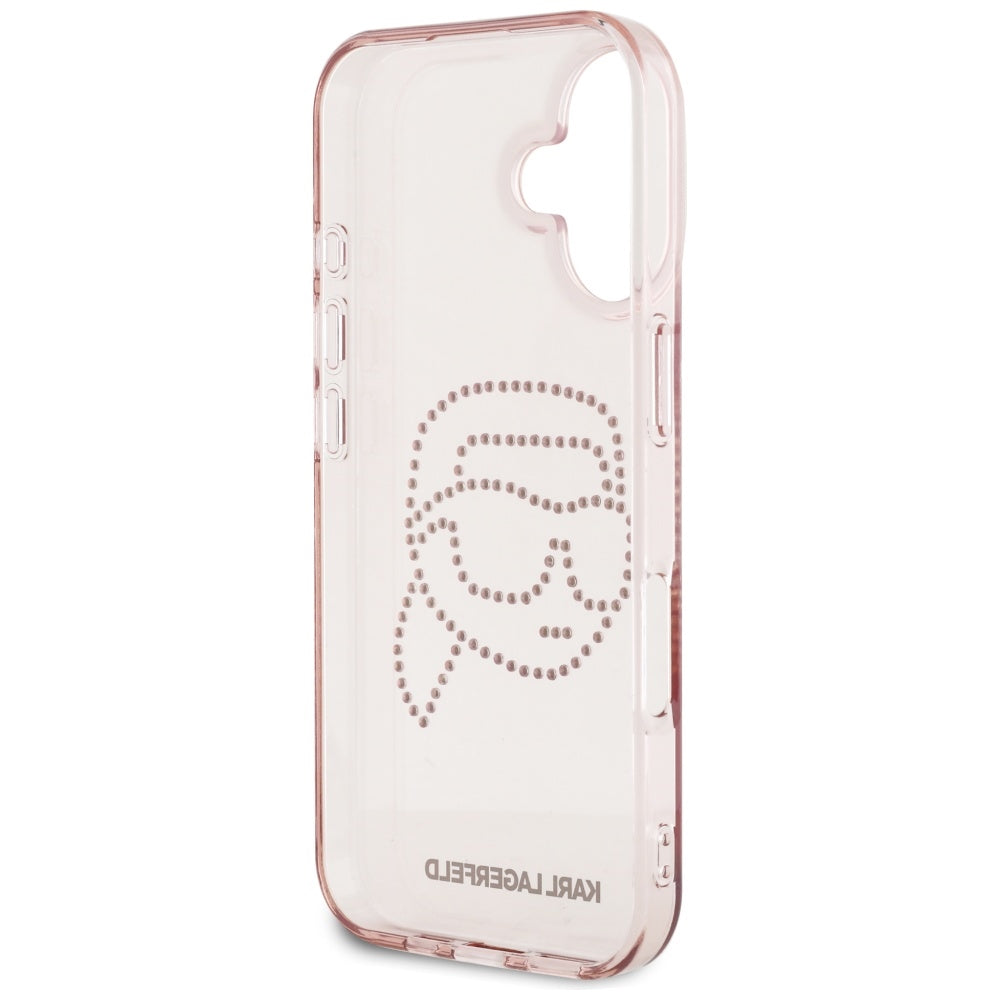 Futrola za Apple iPhone 16, Karl Lagerfeld, IML Rhinestones Karl's Head, Roza