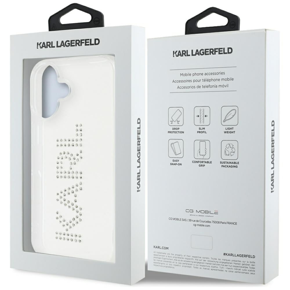 Futrola za Apple iPhone 16, Karl Lagerfeld, IML Rhinestones Transparent Logo, Prozirna