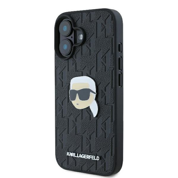 Futrola za Apple iPhone 16, Karl Lagerfeld, Monogram Karl's Head, Crna