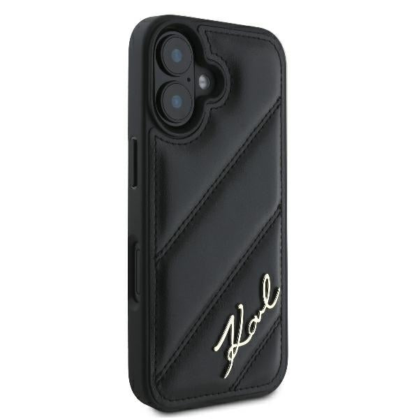 Futrola za Apple iPhone 16 Plus, Karl Lagerfeld, Diagonal Quilted Script, Crna