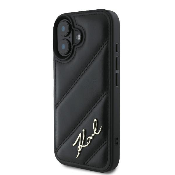 Futrola za Apple iPhone 16 Plus, Karl Lagerfeld, Diagonal Quilted Script, Crna