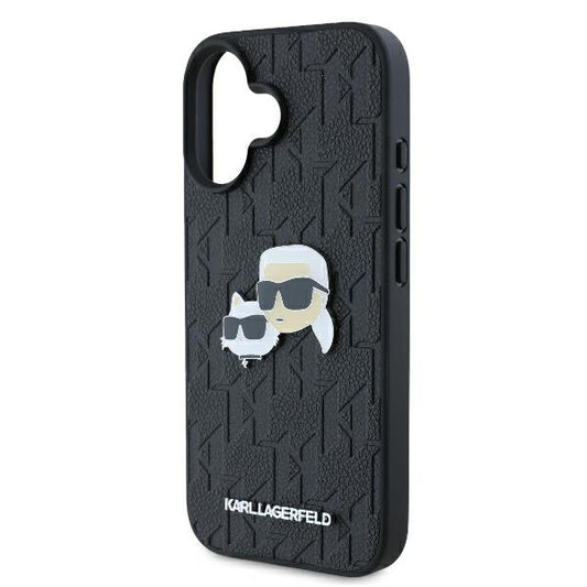 Futrola za Apple iPhone 16 Plus, Karl Lagerfeld, Monogram Karl & Choupette's Heads, Crna