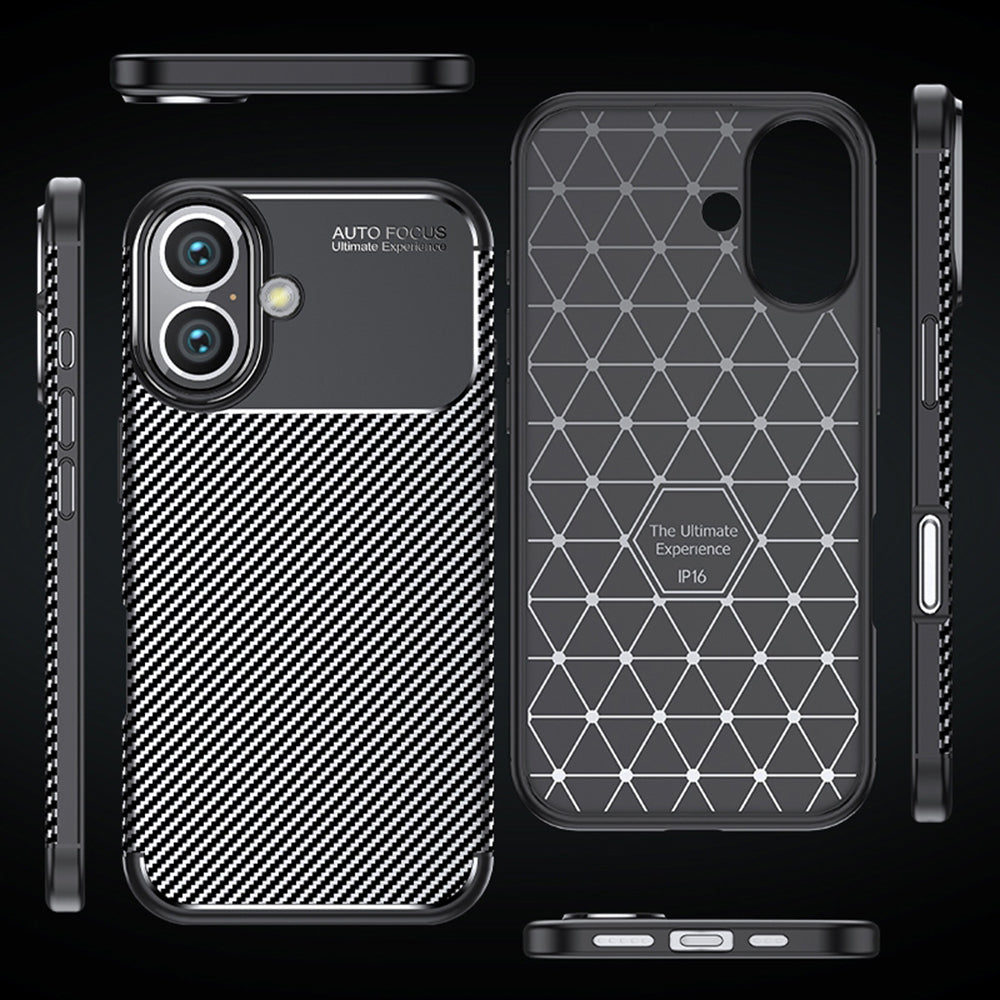 Maska za Apple iPhone 16 Plus, Techsuit, CarbonFiber, Crna