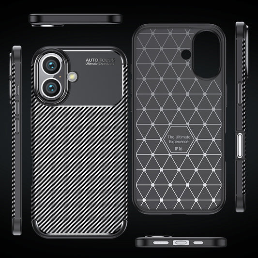Maska za Apple iPhone 16 Plus, Techsuit, CarbonFiber, Crna