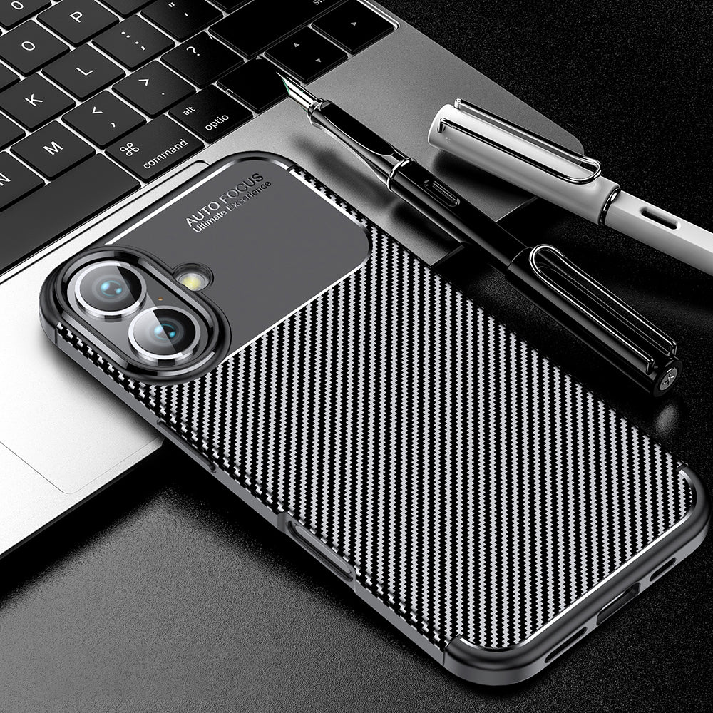 Maska za Apple iPhone 16 Plus, Techsuit, CarbonFiber, Crna