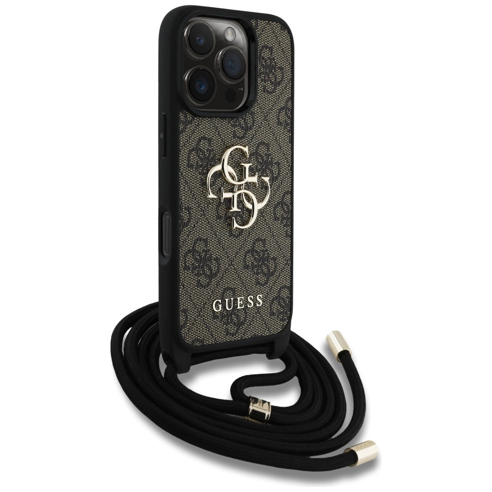 Futrola za Apple iPhone 16 Pro, Guess, 4G CBDY Big Logo with Cord Strap, Smeđa