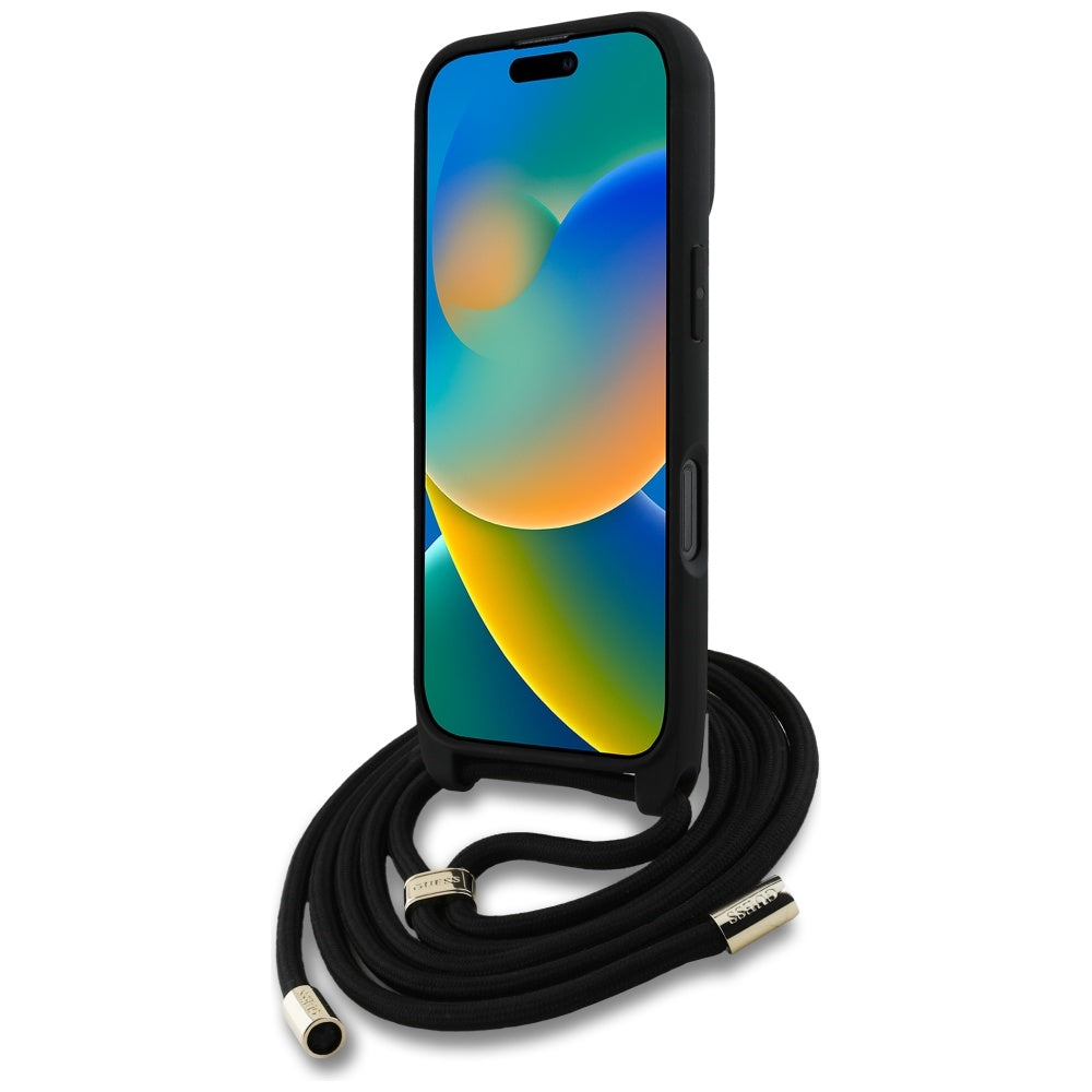 Futrola za Apple iPhone 16 Pro, Guess, 4G CBDY Big Logo with Cord Strap, Smeđa