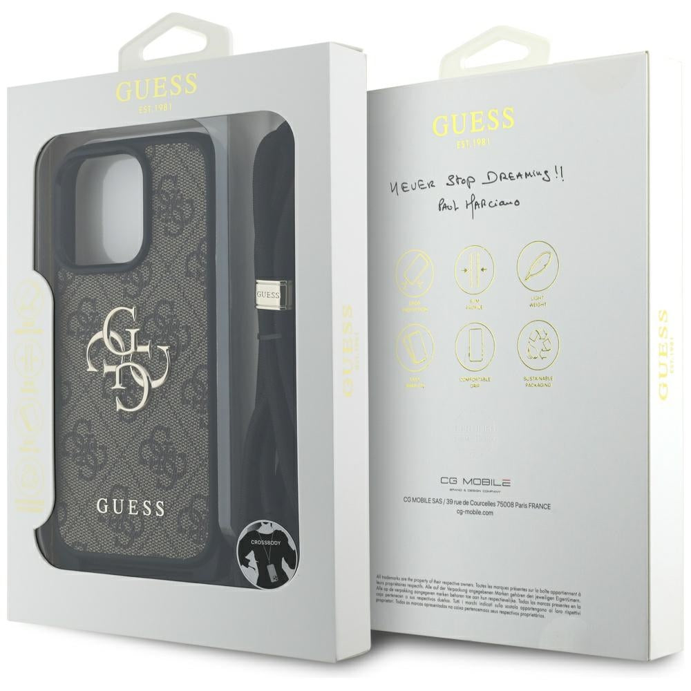 Futrola za Apple iPhone 16 Pro, Guess, 4G CBDY Big Logo with Cord Strap, Smeđa