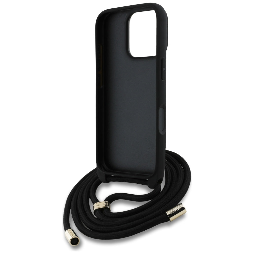 Futrola za Apple iPhone 16 Pro, Guess, 4G CBDY Big Logo with Cord Strap, Crna