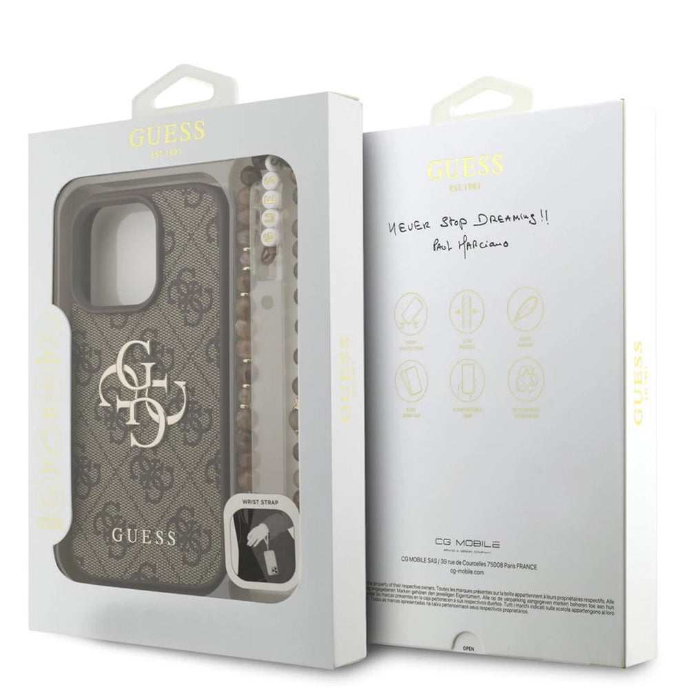 Futrola za Apple iPhone 16 Pro, Guess, 4G Classic Logo with Strap, Smeđa