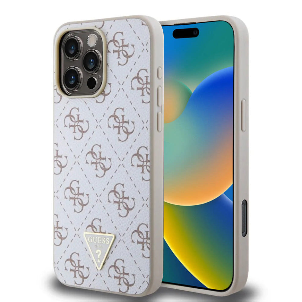 Futrola za Apple iPhone 16 Pro, Guess, 4G Triangle Logo, Bijela