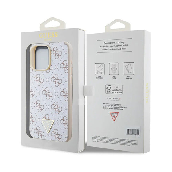 Futrola za Apple iPhone 16 Pro, Guess, 4G Triangle Logo, Bijela