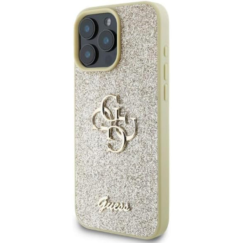 Futrola za Apple iPhone 16 Pro, Guess, Fixed Glitter Big 4G, Zlatna