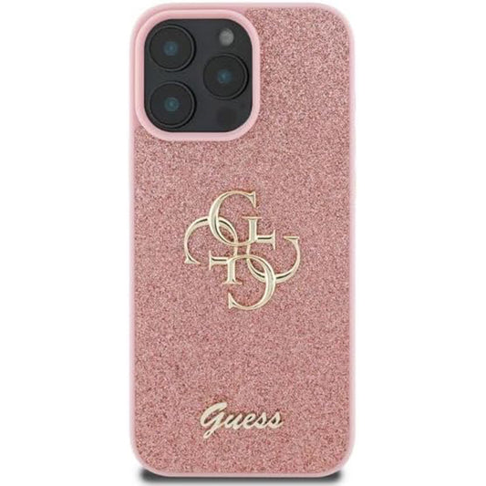 Futrola za Apple iPhone 16 Pro, Guess, Fixed Glitter Big 4G, Roza