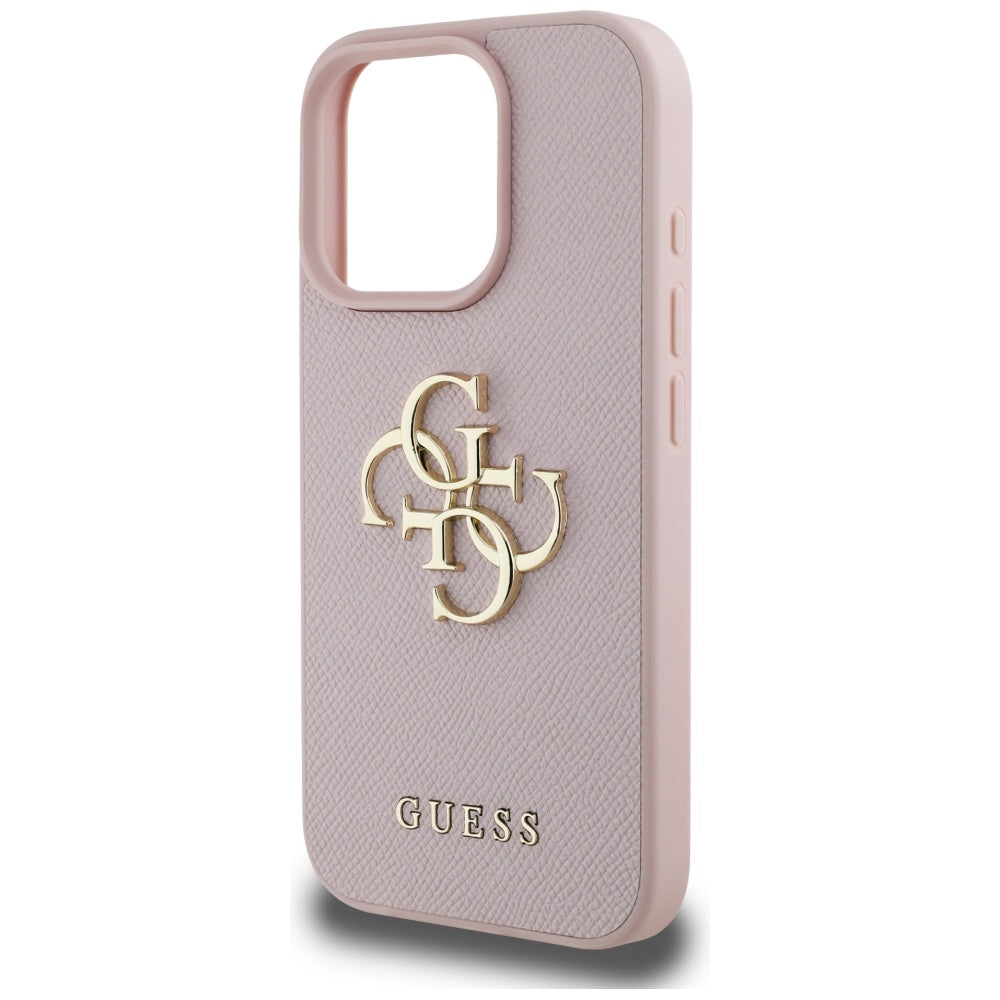 Futrola za Apple iPhone 16 Pro, Guess, Grained Big 4G Logo Small Classic Logo, Roza