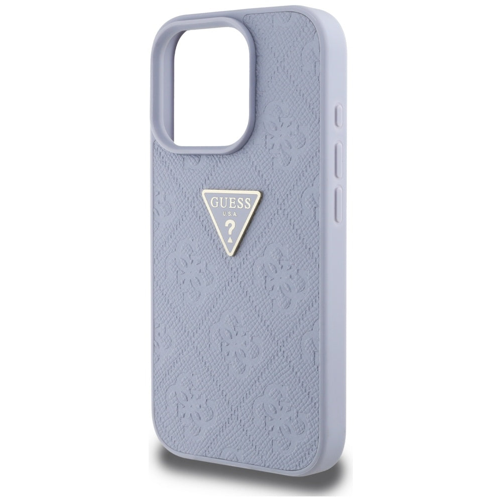 Futrola za Apple iPhone 16 Pro, Guess, Hot Stamp 4G Pattern Triangle Logo, Svijetlo Ljubičasta