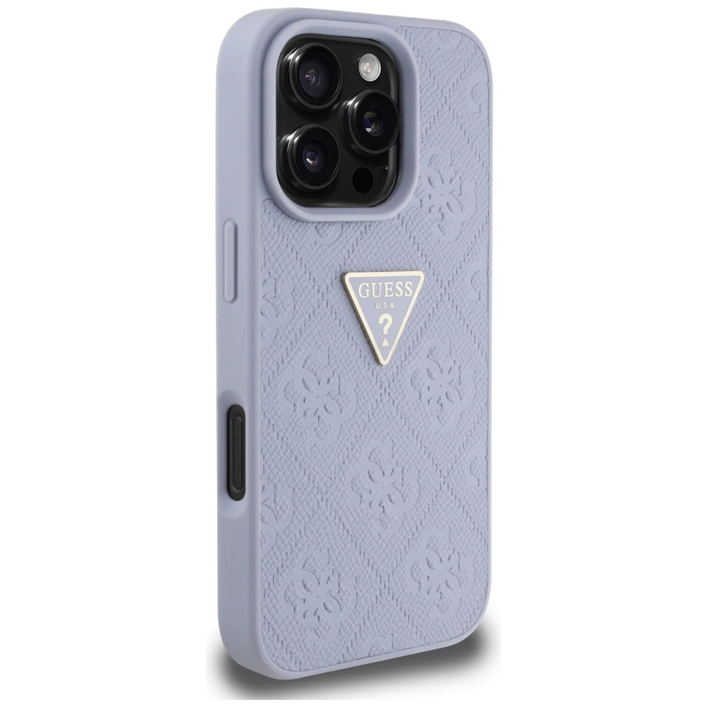 Futrola za Apple iPhone 16 Pro, Guess, Hot Stamp 4G Pattern Triangle Logo, Svijetlo Ljubičasta