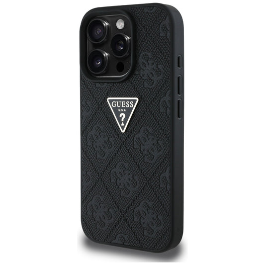 Futrola za Apple iPhone 16 Pro, Guess, Hot Stamp 4G Pattern Triangle Logo, Crna